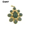 Wt-P2085 Gema con Textura Brillante en Forma de Flor Colgante Chapado en Oro de 18 Quilates Accesorios para Collar DIY Piedra Ojo de Tigre