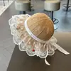 Sombreros de Paja para Niñas de Verano, Sombreros de Protección Solar para Niños, Sombreros con Lazo de Encaje, Sombreros de Sol para Bebés Niñas