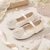 Zapatos Mary Jane Florales Multicolor para Niñas para Actuaciones de Vestir y Uso Diario, Zapatos Planos para Niñas con Flor 3D de Diamantes Brillantes