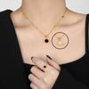 Collar de cadena para clavícula de acero de titanio chapado en oro, estilo coreano, moda, cuentas de arroz cuadradas, números romanos, concha nácar blanca y negra, personalidad femenina