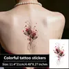Design estilo ins senso de design lycoris radiata colorida adesivo de tatuagem luxo leve elegante europeu e americano à prova d'água duradouro clavícula peito