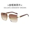 Gafas de Sol de Moda para Hombre, Estilo Nuevo, Doble Puente, Patas con Textura de Madera Sintética, Clásicas Versátiles Casuales Modernas, Protección UV