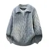 Invierno Nuevo Suéter de Punto con Cuello Chal Holgado Falso Dos Piezas Jersey para Hombre Joven Casual Capa Base Hombre