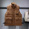 Chaleco de Trabajo para Pareja, Chaleco Grueso sin Mangas con Cuello Alto para Invierno de Mujer, Chaleco de Equipo Cálido Holgado a Prueba de Viento para Hombre con Estampado