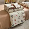 Colcha Fresca de Verão Bordada com Conchas Algodão Lavado Fio Dupla Camada Colcha de Verão Conjunto de Quatro Peças Fina Desenho Animado Lavável à Máquina Lavável Colcha de Presente