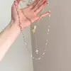 Colar de Pérolas com Cruz Vintage, Multicamadas, Versátil, Elegante, Longa Corrente para Suéter