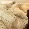 Juego de ropa de cama de cuatro piezas de algodón, estilo bohemio, funda de edredón de algodón puro cepillado vintage, juego de ropa de cama de tres piezas cálida