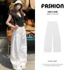 Novedades de otoño: Pantalones de trabajo elegantes con detalles de remaches, de tiro alto, versátiles, adelgazantes, de pierna ancha, corte holgado, modernos y casuales, largos para mujer