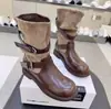 Coleção Outono/Inverno 2026 estilo coreano: botas femininas curtas com detalhes de fivela, botas de montaria estilo britânico, botas da moda que emagrecem e botas western