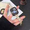 Pulseira de Metal com Corrente de Cobre e Zircônia em Formato de Coração para Apple Watch Iwatch Geração 12 11/10 Ultrase