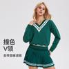Traje Deportivo para Mujer Ropa de Tenis Moda Suelta Golf Manga Larga Sudadera Casual Transfronteriza Cuello en V Falda Corta