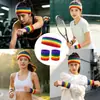 Set de muñequeras y diadema de toalla arcoíris, transpirable y absorbente de sudor, para deportes como correr, fitness, bádminton y tenis