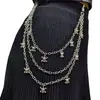 Joias Transfronteiriças Europeias e Americanas Pingente de Caveira Personalizado Corrente para Calça Moda Estrela de Cinco Pontas Acessórios Corrente Multicamadas Corrente de Cintura de Metal