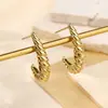 Pendientes de acero inoxidable en forma de U retorcido dorados, accesorios de joyería europeos y americanos, pendientes chapados en oro de 18 quilates, pendientes de explosión de la red
