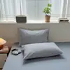 Juego de cuatro piezas de algodón 100% teñido en hilo de algodón lavado Clase A con patrón de jacquard a rayas, conjunto de pijama de estilo japonés de algodón puro para dormitorios de estudiantes