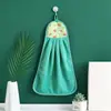 Toalla de forro polar de coral colgante al por mayor paño de limpieza de cocina pañuelo para niños suave absorbente forro polar de coral toalla colgante
