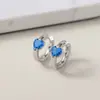 Pendientes de Diseño Exclusivo de Gama Alta con un Toque de Lujo, Pendientes de Zirconia Azul Incrustada para Mujer, Accesorios Versátiles para Orejas en Forma de Corazón