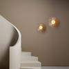 Lámpara de pared decorativa de doble vidrio con patrón de corteza, lámpara de combinación mural sencilla y creativa de cobre puro para sala de estar y mesita de noche