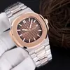 Relógio Mecânico de Aço Patek Philippe Masculino Pulseira de Aço Série Nautilus Grenade Luminoso Fábrica Pp Dropshipping