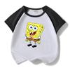 Traje de Verano para Niños y Niñas de Bob Esponja Dibujos Animados 2023 Nuevo Conjunto de Dos Piezas Delgado de Algodón con Mangas Cortas