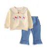 Novedad 2025 Ropa Casual y Cómoda de Otoño para Niños Pequeños y Medianos Traje de Manga Larga Tres Gatos Conjunto de Dos Piezas de Manga Larga para Niñas Primavera y Otoño