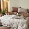 Sencillo de Lujo Set de Cuatro Piezas Jacquard 100% Algodón Ropa de Dormir Cubreduvet de Algodón Puro Sábana Juego de Tres Piezas para Dormitorio Ropa de Cama