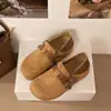 Sapatos casuais femininos de outono, sem cadarço, com sola macia, sensação de pisar em fezes, altura dupla ajustável estilo Birkenstock, versáteis com fivela e bico redondo