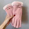 Guantes Mujer Invierno Cálidos Equitación Estilo Coreano Forro Polar Engrosados A Prueba de Frío A Prueba de Viento Pantalla Táctil Invierno Gamuza De Estudiante
