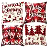 Funda de Cojín Navideña de Dibujos Animados de Papá Noel de Amazon Decoración para Fiesta Navideña Cojín para Sofá Funda de Cojín para Dormitorio Mesita de Noche