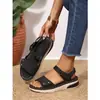 Sandalias de Verano para Mujer de Nuevo Estilo Transfronterizo con Remaches y Velcro, Suela Gruesa, Punta Abierta, Tallas Grandes, Zapatos Casuales Cómodos de Suela Suave para Comercio Exterior
