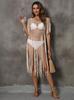 Blusa de playa para mujer, estilo transfronterizo europeo y americano, sexy, con borlas huecas y costuras a mano, estilo bikini Z973