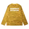 Camiseta Casual Retro Americana Verde Camuflado Waffle Manga Longa Raglan Adolescente Lavada Desgastada Masculina Feminina