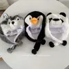 Adorable Sombrero de Peluche de Panda con Protección para los Oídos Pingüino Pareja Infantil Ocio Cálido Lindo Viaje Invierno Sombrero Universal