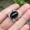 Anillo de hombre de calcedonia verde hielo bañado en plata 925 incrustado esmeralda anillo de jade verde abuela ágata boca abierta regalo para hombre