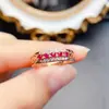 Anillo Popular de Rubí Natural de Venta al por Mayor de Fábrica Plata S925 Incrustado Piedra Principal 2*2 Joyería de Lujo Venta Directa de Fábrica