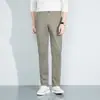 Calças Casuais Masculinas Primavera/Verão 2025 Slim Retas de Terno com Cintura Elástica para Jovens e Meia-Idade, Calças Sociais Finas