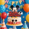 Decoraciones para pastel de cumpleaños temáticas de Mickey Mouse, Topper y juego de banderines para pastel de cumpleaños de Mickey para niños y niñas