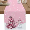Venta Caliente Transfronteriza Mantel con Estampado de Muñeco de Nieve y Reno Navideño Mantel Individual de Lino para Mesa de Comedor del Hogar de Invierno Decoración Festiva