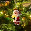 Colgante de Papá Noel de Navidad y Año Nuevo Acrílico Plano 2D Papá Noel Reno Trineo Adornos de Árbol de Navidad