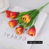 Flores Artificiais Transfronteiriças Buquê de Tulipa Aberta com 6 Cabeças Flores Falsas Decoração de Piso para Casamento Hotel Sala de Estar TV Enfeites