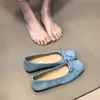 Sapatilha Amarela Rasteirinha Slip-On Retro para Mulheres, Novos Mocassins de Camurça com Solado Macio