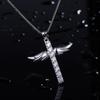 Zhen Rong prata diamante completo cruz asas de anjo pingente colar moda simples japonês e coreano estilo joias uma geração de cabelo