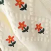 Suéter Infantil Transfronterizo, Chaqueta Elegante, Suéter de Primavera y Otoño para Bebé, Cárdigan de Punto Bordado con Flores Estilo Coreano para Niñas