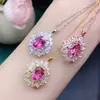 Transmisión en Vivo de Tiktok Joyería de Moda Estilo Europeo y Americano Colgante de Topacio Rosa Natural Tesoro de Color Plata de Ley Topacio Incrustado