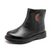 Botas de Couro Genuíno de Couro Integral com Lã, Botas Curtas Retrô com Pelo Integrado para Mulheres, Botas Femininas Grossas e Quentes de Inverno, Sapatos de Algodão para Mãe