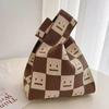 Ins Internet celebridade bolsa feminina malha lã balde saco japonês e coreano estilo all-match bolsa casual bolsa tote lancheira saco