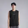 Chaleco Minimalista de Manga Corta con Estampado de Letras para Hombre, Verano, Corte Holgado, Cómodo, Transpirable, Adecuado para Viajes al Trabajo y Deportes, Camiseta sin Mangas