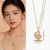 Collar Popular Transfronterizo de Acero de Titanio con Diseño de Estrella y Luna, No se Desvanece, Joyería de Lujo Ligero en Forma de Corazón, Accesorio de Collar de Zirconia Versátil de Nicho para Mujer