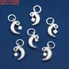 Plata de Ley S925 Pez Pequeño, Elefante Pequeño, Luna, Estrella Pequeños Colgantes Accesorios, Plata Lisa Vintage Materiales para Cuentas DIY Hechos a Mano