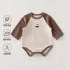 Mono de bebé tipo terciopelo alemán engrosado, Mameluco triangular de manga larga para primavera, otoño e invierno, Estilo casual unisex para recién nacidos